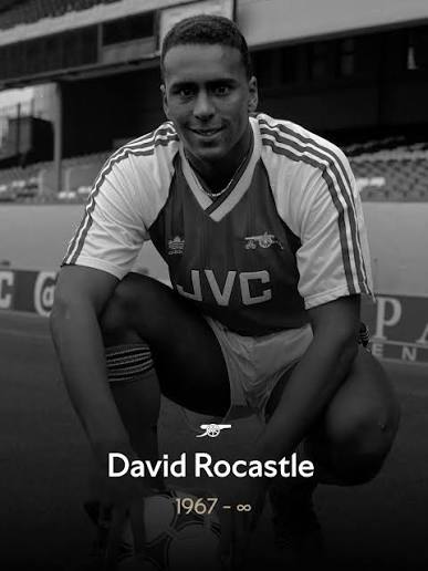 David Rocky Rocastle wearing the Arsenal shirt